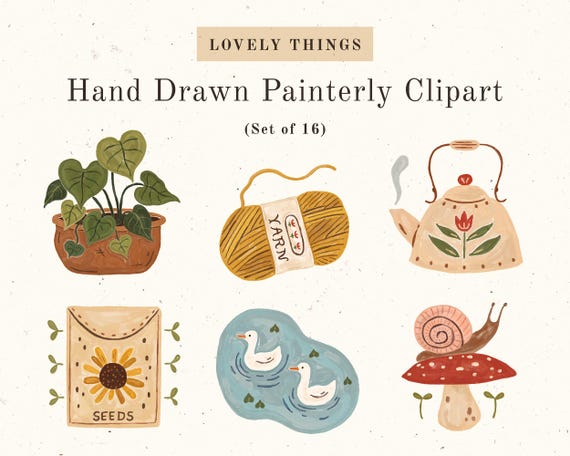 Lovely Things Hand Drawn Clipart for Digital Journaling and More | Digital Download | Cute Bujo Digital Stickers