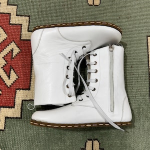 Grounding Handmade Barefoot Men Boots, Minimalist Earthing Boots Shoes, Organic Comfortable Men Boots, Leather Boots, White Boots For Men