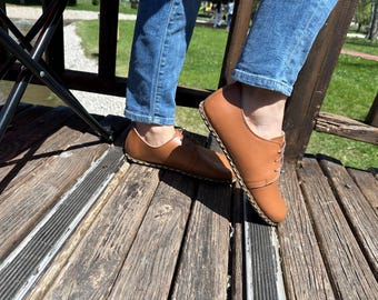 Ręcznie robione skórzane buty Barefoot z antypoślizgową gumową podeszwą: minimalistyczne buty uziemiające