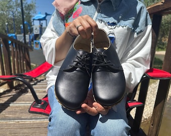 Earting Barefoot Women Shoes, Walking Barefoot Shoes , Handmade Grounding Shoes Women, Natural Comfortable Women Shoes, Leather Shoes, Black