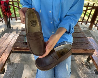 Zapatos descalzos Natural Earthing para mujer: Zero Drop, cuero marrón loco