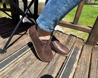 Zapatos minimalistas de piel para mujer: suela de goma antideslizante.