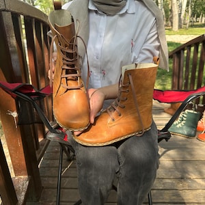 Natural Leather Women Barefoot Boots Shoes, Handmade Minimalist Shoes Women, Earthing Women Boots,Comfortable Crazy Caramel Honey Boots