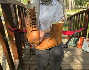 Handmade Leather Barefoot Women Boots: Crazy Caramel-Honey Earthing Shoes