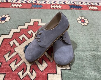 Zapatos descalzos de ante gris para hombre de cuero natural Earthing