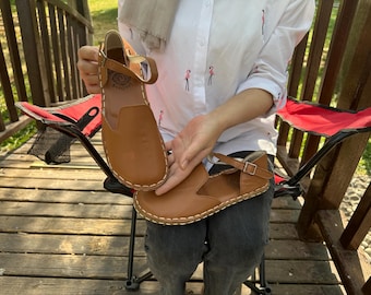 Barefoot Leather Sandals: Earthing Grounding Shoes
