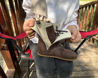 Botas descalzas minimalistas de cuero: zapatos de tierra hechos a mano