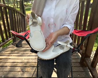 Handmade Leather Grounding Sandals: Comfortable Turkish Walking Shoes