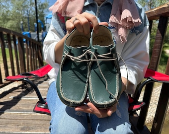 Ergonomic BareFoot Women Shoes,Earthing Shoes Barefoot, Grounding Shoes Women, Handmade Women Shoes, All Leather Shoes, Natural Shoes, Green