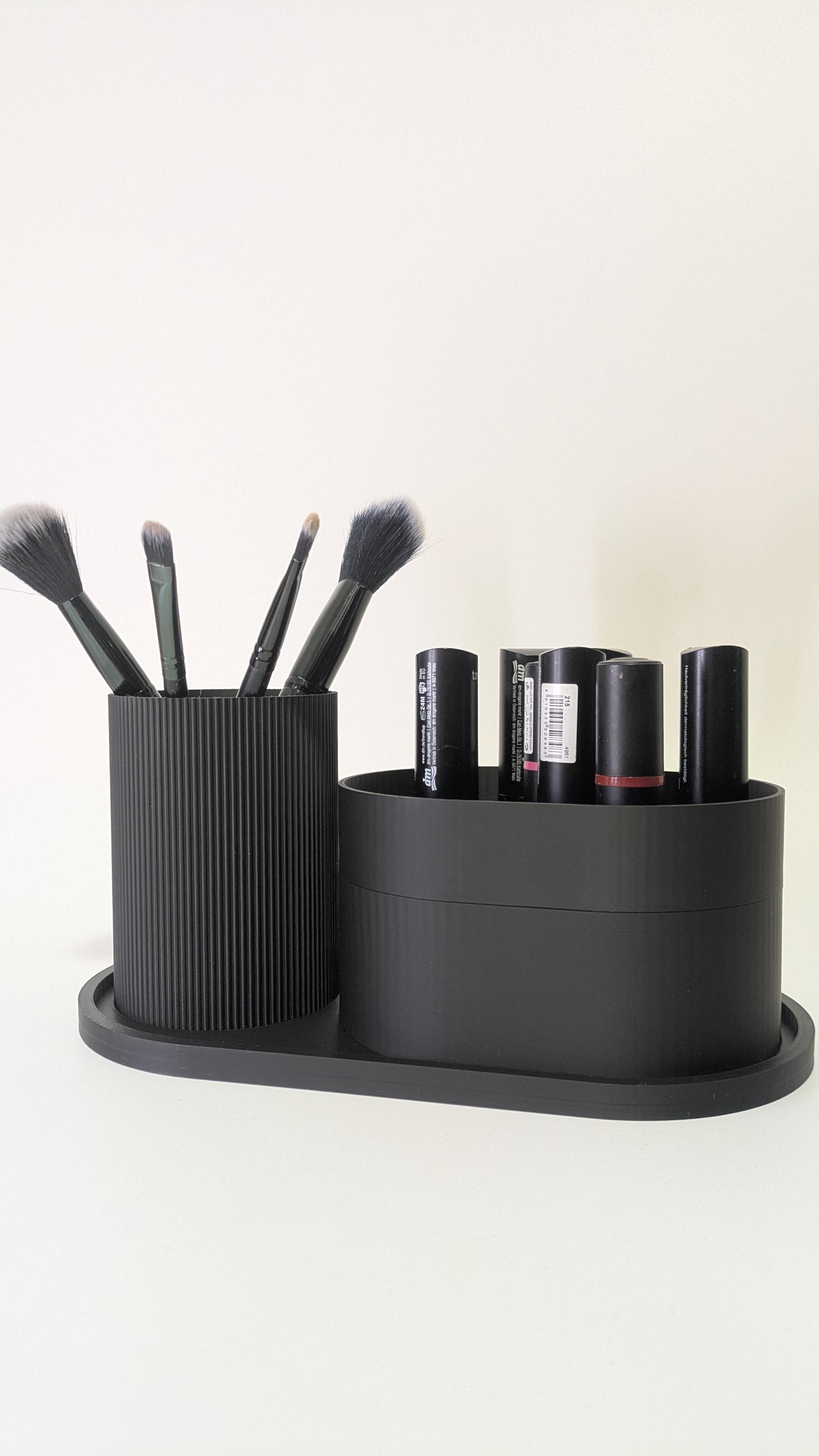 Make up Organizer – moderner Kosmetik Organizer mit Pinselhalter – 3D-gedruckte Aufbewahrung in Schwarz, Weiß oder Khaki & Oliv 3D Druck