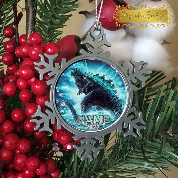 Personalized Godzilla Snowflake Ornament, Godzilla Christmas Ornament, Name Ornament, Christmas 2022 Ornament, Movie Ornament, NA