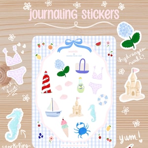 seaside sticker sheet | journal stickers, junk journals, summer stickers, bullet journals, planner stickers