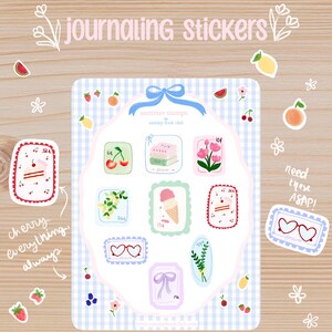 summer stamps sticker sheet | journal stickers, junk journals, summer stickers, bullet journals, planner stickers