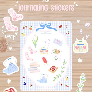 sweet sundays sticker sheet | journal stickers, junk journals, summer stickers, bullet journals, planner stickers