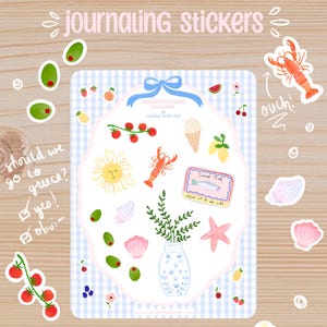 mediterranean summer sticker sheet | journal stickers, junk journals, summer stickers, bullet journals, planner stickers