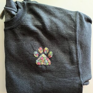 Dog paw floral embroidered sweatshirt