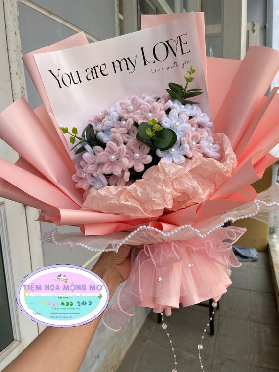 Pastel Flowers Bouquet | Handmade Pipe Cleaner Flower Basket | Mom Gift | Home Decor | Wedding Bouquets | Gift For Her | Anniversary Gifts