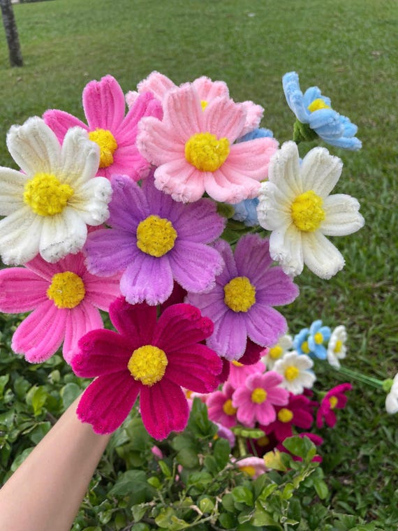 Colorful Star Flower | Handmade Pipe Cleaner Flower Basket | Mom Gift | Home Decor | Wedding Bouquets | Gift For Her | Anniversary Gift