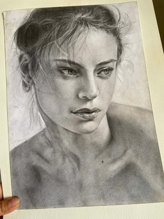 Pencil portrait | Custom portrait | Custom pencil painting | Painting from photo | Gift for her | Mom gift | Home decor