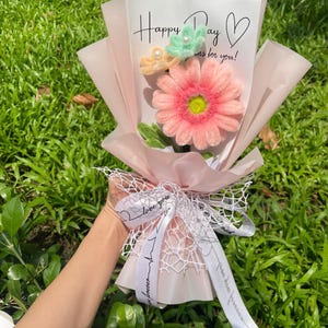 Gerbera Flowers Bouquet | Pastel bouquet | Handmade Pipe Cleaner Flower Basket | Mom Gift, Wedding Bouquet, Gift For Her, Anniversary Gift