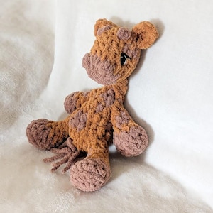Crochet Baby Giraffe Plushie | Handmade Lovey Stuffed Animal | Soft Polyester Yarn | 10 Inches Tall