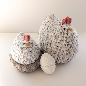 Crochet Chicken Plushie Amigurumi Stuffed Animal, various sizes