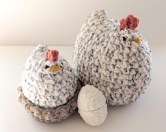 Gehaakte kip knuffel amigurumi knuffel, verschillende maten