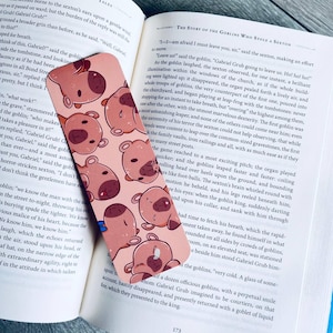 many capybara bookmark | cute kawaii aesthetic animal mark doublesided | book lovers reading accessoires bookclub gift for her and kids