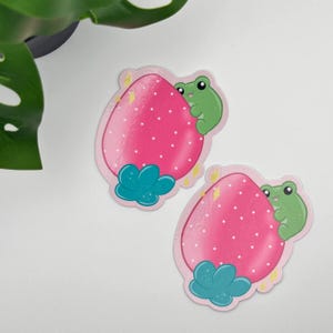 Sticker grenouille mignonne fraise | Petite grenouille kawaii réfrigérée | Bouteille d'eau étanche pour ordinateur portable et petit cadeau pour les enfants
