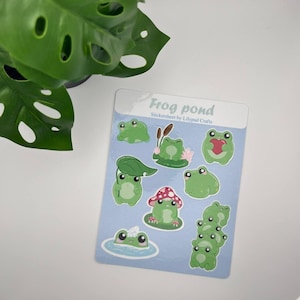 Cute frog stickersheet multiple small sticker | kawaii small froggy | waterproof for laptop journalling water bottle and small gift for kids