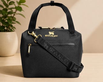 Black Insulated Cooler Bag, Stanley Love Shack Fancy Tote– Elegant Picnic & Travel Handbag