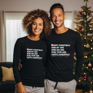 Kiss My Ass, Kiss His Ass  - long sleeve tee - funny Christmas shirt, National Lampoon
