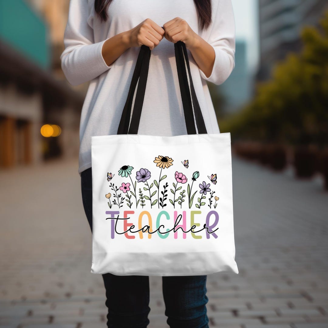 Teacher Tote Bag, Floral Teacher Gift, Eco-friendly Shopping Bag ...