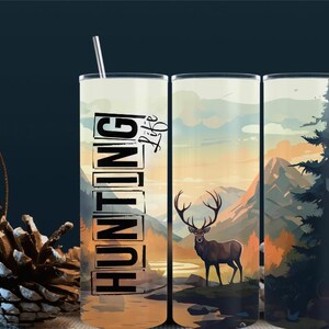 Nature Lover Skinny Tumbler, Deer in Wilderness 20oz Cup, Hunting Hunter Gift, Camper Camping Mug, Outdoors Adventure Drinkware, Wildlife