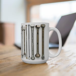 Tool Lover&#39;s 15oz Mug - Perfect Gift for Handyman, Mechanic Coffee Cup, Father&#39;s Day Present, Workshop Decor, Industrial Style