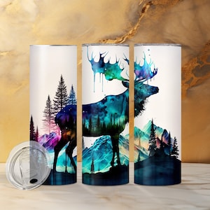 Elk Buck in Mountains, Wildlife Gift, Nature Lover Cup, Outdoor Adventure, Colorful Animal Decor, Gift for Hunter