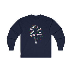 Funny Christmas National Lampoon Unisex Long Sleeve Tee, Holiday Cat Lover Gift, Cotton Shirt, Christmas Vacation Tee, Humorous Xmas Apparel Navy