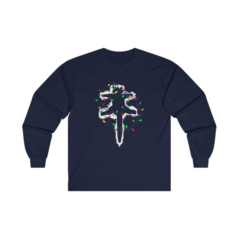 Funny Christmas National Lampoon Unisex Long Sleeve Tee, Holiday Cat Lover Gift, Cotton Shirt, Christmas Vacation Tee, Humorous Xmas Apparel Navy