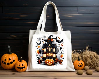 Halloween Tote Bag, Trick or Treat Bag, Halloween Gift, Reusable Shopping Bag, Spooky Tote, Eco-Friendly Bag