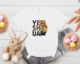 Yeshua Lion Graphic Unisex T-Shirt, Spiritual Wear, Christian Apparel, Faith-Based Gift, Casual Style, Inspirational Tee