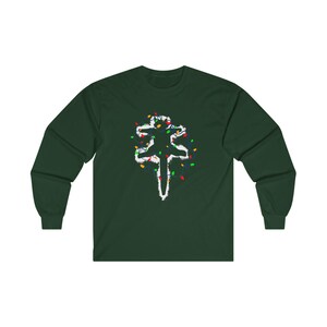 Funny Christmas National Lampoon Unisex Long Sleeve Tee, Holiday Cat Lover Gift, Cotton Shirt, Christmas Vacation Tee, Humorous Xmas Apparel Forest Green