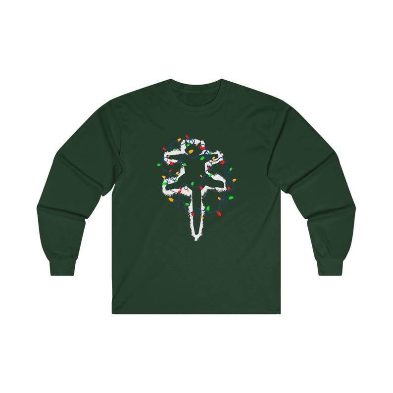 Funny Christmas National Lampoon Unisex Long Sleeve Tee, Holiday Cat Lover Gift, Cotton Shirt, Christmas Vacation Tee, Humorous Xmas Apparel Forest Green