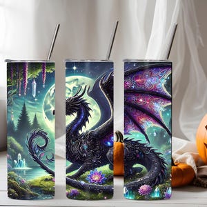 Dragon Stainless Steel Tumbler, 20oz - Mystical Dragon Design, Hot and Cold Drinks, Eco-Friendly Cup, Fantasy Lover Gift, Reusable Travel