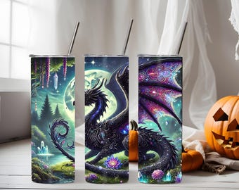 Roestvrijstalen drakenbeker, 20 oz - mystiek drakenontwerp, warme en koude dranken, milieuvriendelijke beker, cadeau fantasieliefhebber, herbruikbaar reizen