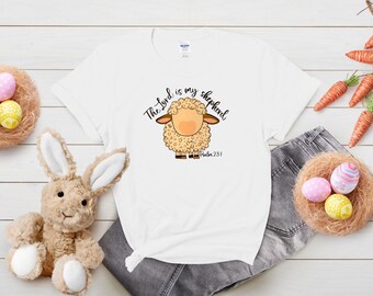 Christian Sheep T-Shirt, Christian Apparel, Gift for Pastor, The Lord is my Shepherd, Bible Verse Tee, Shepherd Theme, Easter
