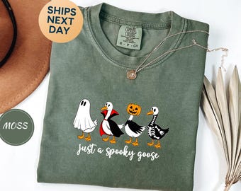 Funny Spooky Goose In Halloween Costumes Tee, Comfort Colors Just a Spooky Goose Shirt, Funny Halloween Goose Shirt, Cute Horror Shirt-PH064