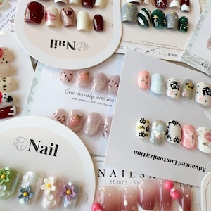6 Cute Sets Press on Nail Box Carefully Selected by Seller/ Flower Nails/ Spring Nails/ Luxury Press on Nails/ Reusable Nails/ Gifts for her