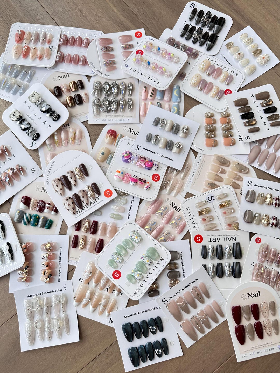 20 Sets Handmade Flower Press on Nails: Luxury Reusable Spring Nail Set ...