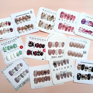 10 Sets Press On Nail Box Carefully Selected / Flower Nails/ Spring Nails/ Luxury Press on Nails/ Reusable Nails Gifts for her