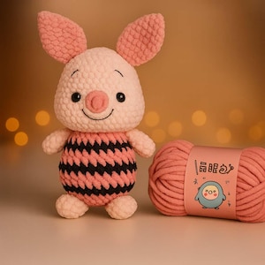 Lindo llavero de cerdito, adorable y encantador, patrón de cerdito amigurumi, juguete de ganchillo DIY, regalo hecho a mano, digital